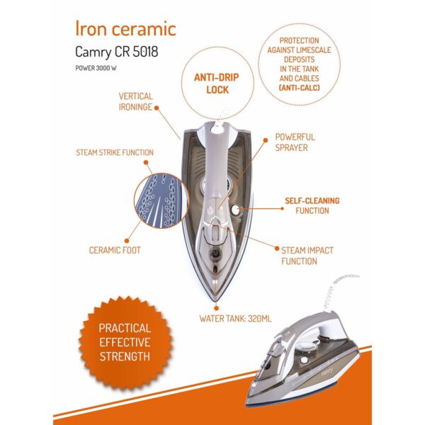 Steam Iron Adler CR 5018 3000 W 230 V - Image 6