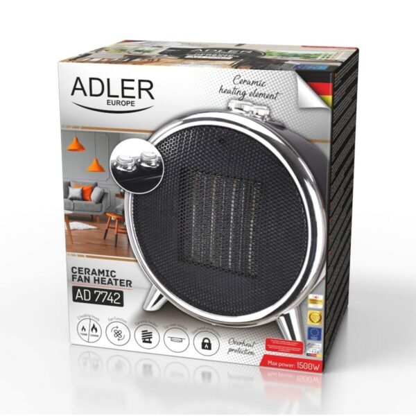 Portable Fan Heater Adler AD 7742 Black Silver 1500 W - Image 4