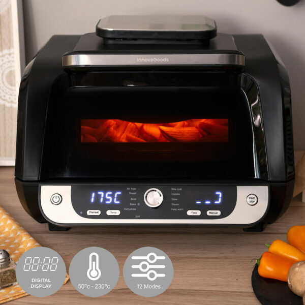 Air Fryer with Grill, Accessories and Recipe Book InnovaGoods Fryinn 12-in-1 6000 Black Steel 3400 W 6 L - Image 6