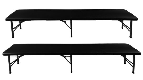 Folding garden table 180cm + 2 benches - black - Image 2