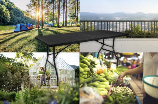 Folding garden table black 180cm - Image 12