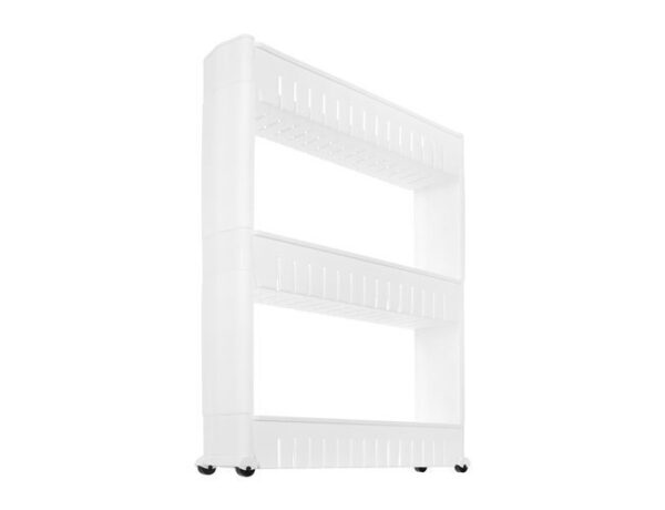 Mobile kitchen shelf on wheels, white - Image 9